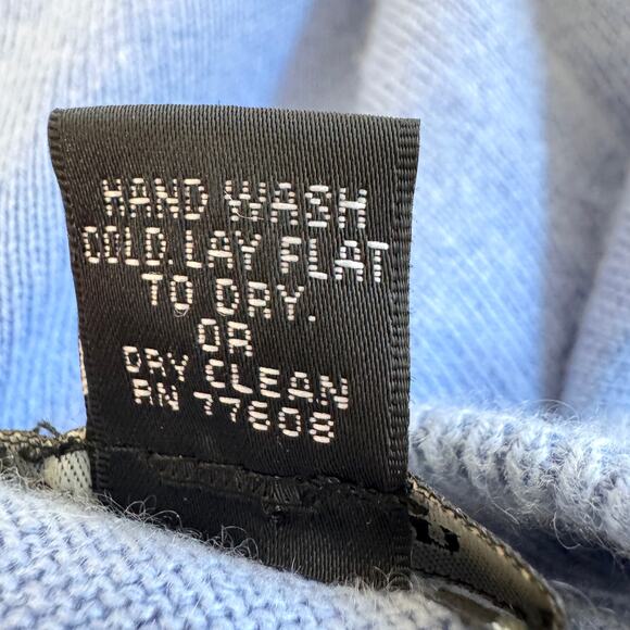 J. Peterman Men Mock Turtleneck Sweater Size L Silk Cashmere Classic Winter Blue - Picture 4 of 7